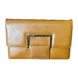 Vintage Brown Leather Clutch or Purse ...